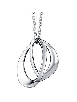 925 Sterling Silver Interlocking Open Teardrop Pendant Necklace for Women with 17 inch Chain   3 inch extender, Hypoallergenic Fine Jewelry