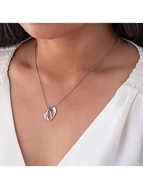 Peora 925 Sterling Silver Interlocking Open Teardrop Pendant Necklace for Women with 17 inch Chain + 3 inch extender, Hypoallergenic Fine Jewelry