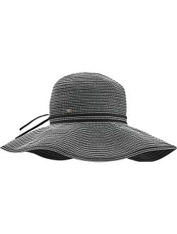 UPF 50  Women's Reversible Zoey Ribbon Hat - Sun Protective (One Size- Black/White)