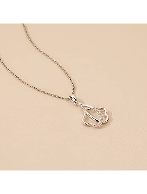 Peora 925 Sterling Silver Double Heart Linked Pendant Necklace for Women with 17 inch Chain + 3 inch extender, Hypoallergenic Fine Jewelry