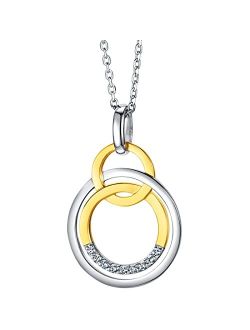925 Sterling Silver Eternity Link Pendant Necklace for Women with 17 inch Chain   3 inch extender, Hypoallergenic Fine Jewelry