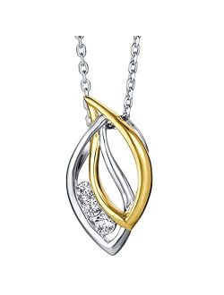 Two-Tone Sterling Silver Open Dewdrops Pendant Necklace with 17 inch Chain   3 inch extender