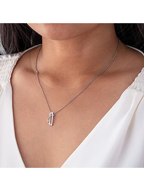 Peora Two-Tone Sterling Silver Ribboned Tide Pendant Necklace with 17 inch Chain + 3 inch extender