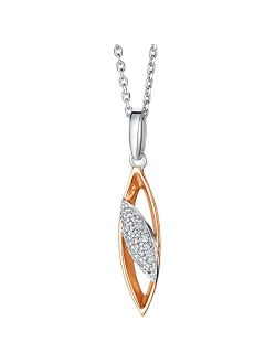 Rose-Tone Sterling Silver Dainty Open Marquise Pendant Necklace with 17 inch Chain   3 inch extender