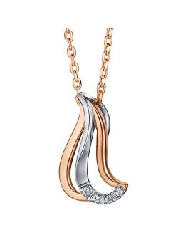 Rose-Tone Sterling Silver Double Flip Charm Pendant Necklace with 17 inch Chain   3 inch extender
