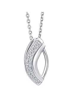 Sterling Silver Enchanted Open Marquise Pendant Necklace with 17 inch Chain   3 inch extender