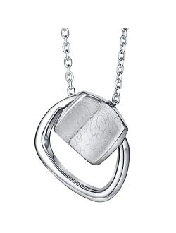 Sterling Silver Asymmetrical Floating Pendant Necklace with 17 inch Chain   3 inch extender