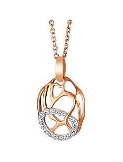 Rose-Tone Sterling Silver Organic Lattice Raindrop Pendant Necklace with 17 inch Chain   3 inch extender
