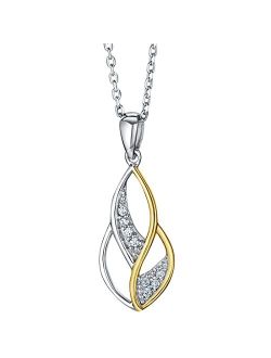 Two-Tone Sterling Silver Infinity Teardrop Pendant Necklace with 17 inch Chain   3 inch extender