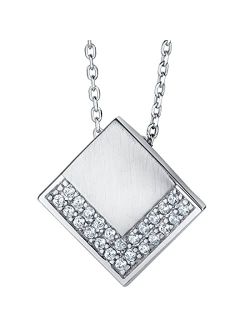 Sterling Silver Adorned Geometric Floating Pendant Necklace with 17 inch Chain   3 inch extender