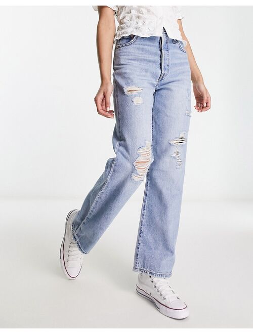 Levi's ribcage straight jeans in mid wash blue