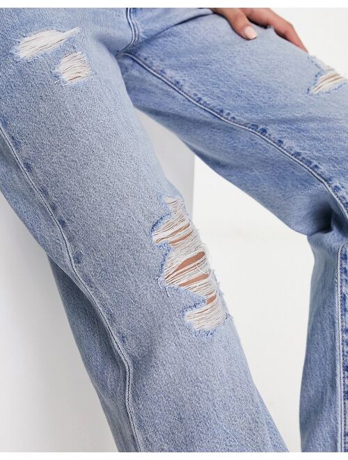 Levi's ribcage straight jeans in mid wash blue