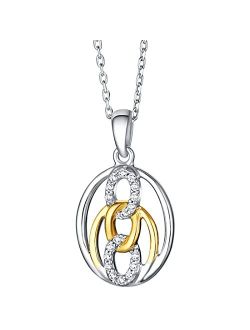 Two-Tone Sterling Silver Infinity Links Pendant Necklace with 17 inch Chain   3 inch extender