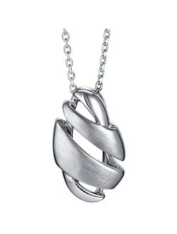 Sterling Silver Geometric Swirl Floating Pendant Necklace with 17 inch Chain   3 inch extender