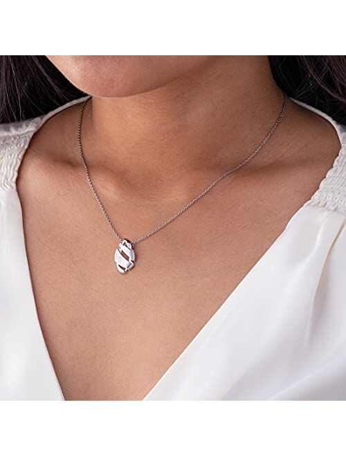 Peora Sterling Silver Geometric Swirl Floating Pendant Necklace with 17 inch Chain + 3 inch extender