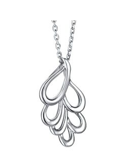 Sterling Silver Clustered Teardrop Pendant Necklace with 17 inch Chain   3 inch extender