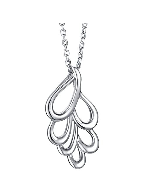Peora Sterling Silver Clustered Teardrop Pendant Necklace with 17 inch Chain + 3 inch extender