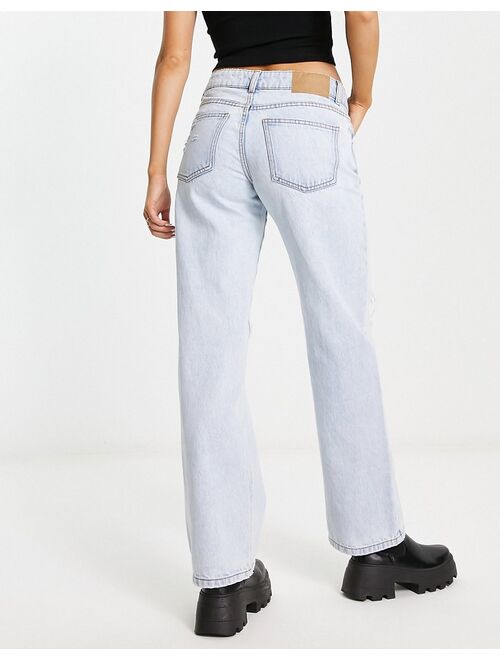 COTTON ON Cotton:On low rise straight leg jeans with ripped knees in bleach wash