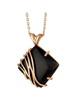 Rose-Tone Sterling Silver Black Onyx Waves Pendant Necklace with 17 inch Chain   3 inch extender