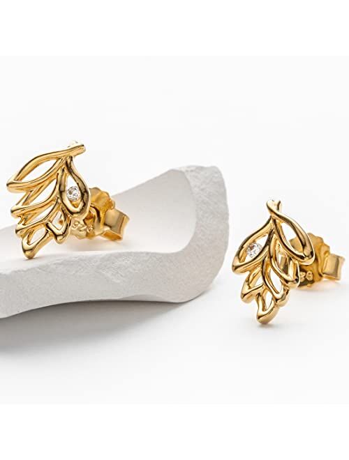Peora Yellow-Tone 925 Sterling Silver Falling Leaves Earrings for Women, Hypoallergenic Fine Jewelry