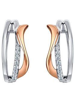 925 Sterling Silver Ribboned Tide Small Huggie Hoop Earrings for Women, Hypoallergenic Fine Jewelry
