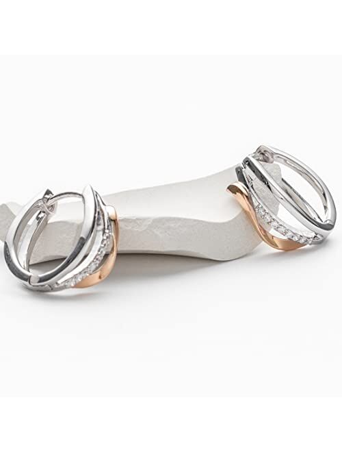 Peora 925 Sterling Silver Ribboned Tide Small Huggie Hoop Earrings for Women, Hypoallergenic Fine Jewelry