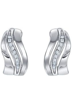 925 Sterling Silver Delicate Waves Huggie Hoop Earrings for Women, Hypoallergenic Fine Jewelry