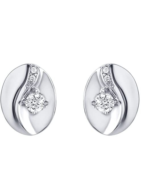 Peora 925 Sterling Silver Moonlight Jeweled Earrings for Women, Hypoallergenic Fine Jewelry