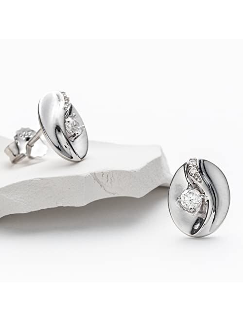 Peora 925 Sterling Silver Moonlight Jeweled Earrings for Women, Hypoallergenic Fine Jewelry