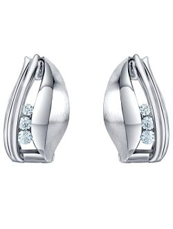 925 Sterling Silver Waves Huggie Hoop Earrings for Women, Hypoallergenic Fine Jewelry