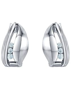 925 Sterling Silver Waves Huggie Hoop Earrings for Women, Hypoallergenic Fine Jewelry