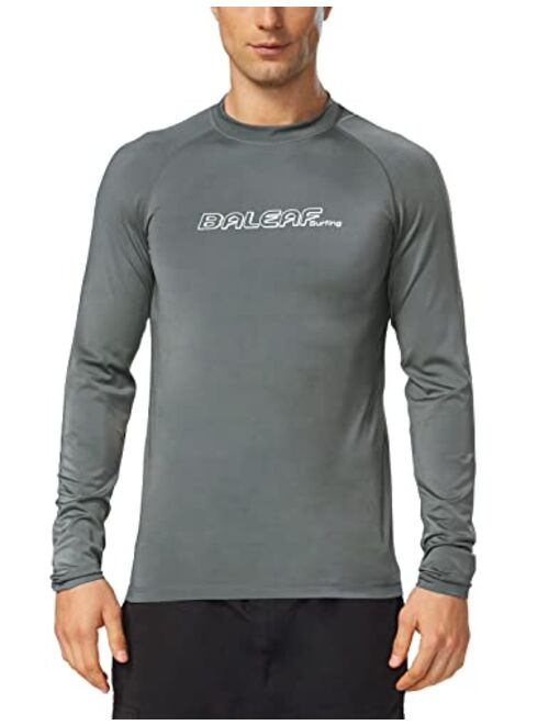 BALEAF Men's Long Sleeve Rashguard UPF 50+ Swim Rash Guard Water Shirts for Surfing Diving Kayaking