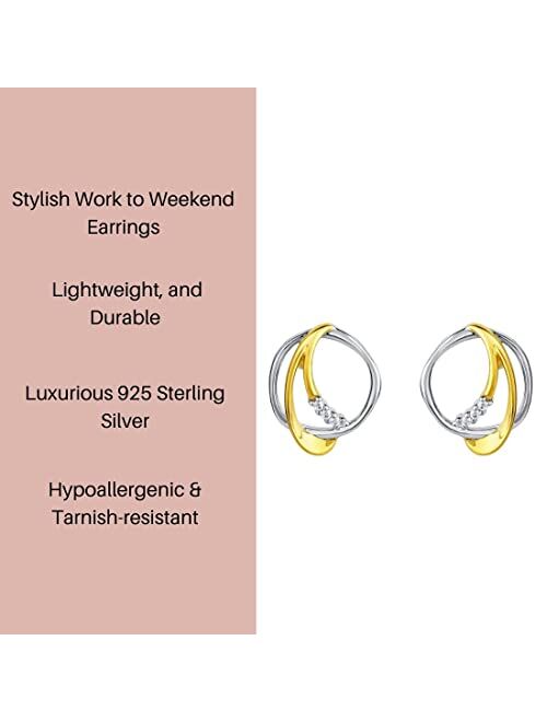 Peora 925 Sterling Silver Swirled Organic Ring Earrings for Women, Hypoallergenic Fine Jewelry