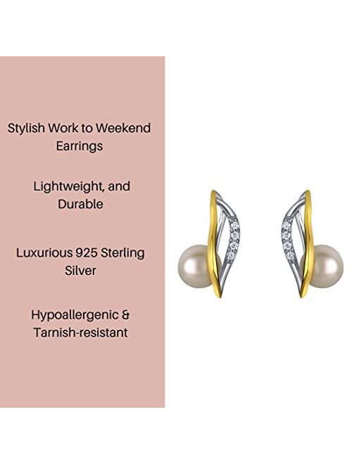 Peora Freshwater Cultured Pearl Teardrop Earrings for Women in 925 Sterling Silver, Hypoallergenic Fine Jewelry