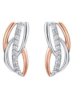 925 Sterling Silver Linked Leaves Earrings for Women, Hypoallergenic Fine Jewelry