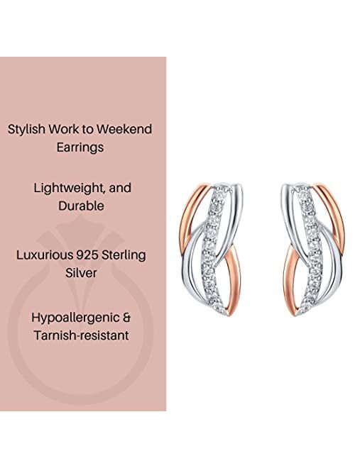 Peora 925 Sterling Silver Linked Leaves Earrings for Women, Hypoallergenic Fine Jewelry