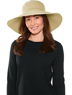 UPF 50  Women's Reversible Zoey Ribbon Hat - Sun Protective (One Size- Natural/White)