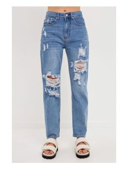GREY LAB Women's Medium Wash 90s Full Length Denim Jeans
