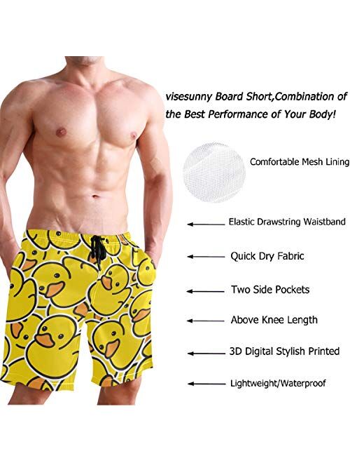 visesunny Fashion Cool Style Men's Beach Shorts Swim Trunks Quick Dry Casual Polyester Swim Shorts with Pockets S-XXL