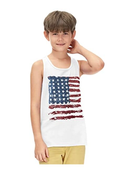 BesserBay Unisex Kid's 4th of July Tank Top American Flag Patriotic Cotton Sleeveless Shirt 1-14 Years
