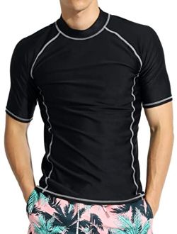 Actleis Men's Short Sleeve Rash Guard, UPF50+ UV Sun Protection Tee Quick Dry Swimming Shirts
