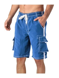 Men's Swim Trunks with Mesh Liner 4 Pockets Quick Dry Beachwear Swimuits Board Shorts