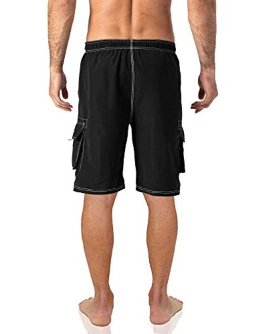 MAGCOMSEN Men's Swim Trunks with Mesh Liner 4 Pockets Quick Dry Beachwear Swimuits Board Shorts