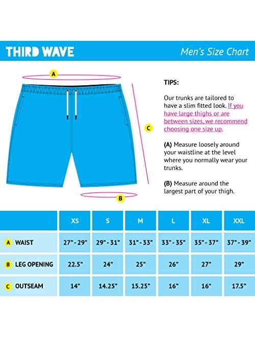 Third Wave Premium Swim Trunks - Men's 5 Inch Inseam Quick Dry Swim Shorts for Beach and Swimming