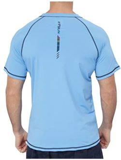 Kpsun Men's Swim Shirts Short Sleeve Quick Dry UPF 50+ Sun Protection Rash Guard Beach Fishing T Shirts