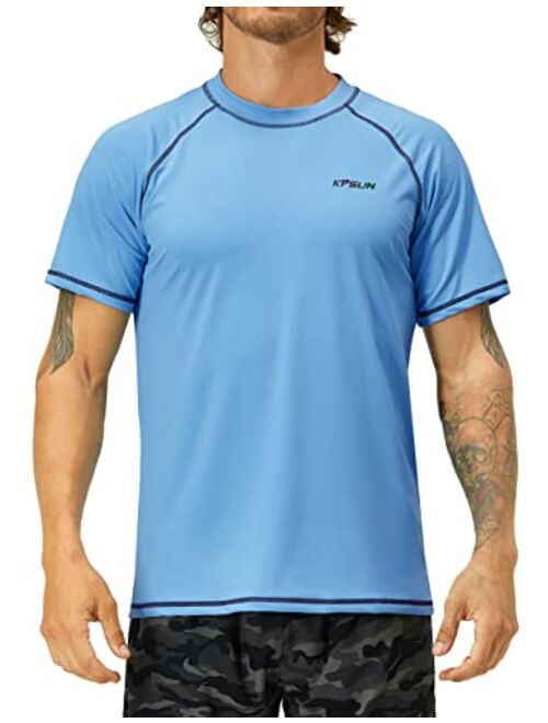 Kpsun Men's Swim Shirts Short Sleeve Quick Dry UPF 50+ Sun Protection Rash Guard Beach Fishing T Shirts