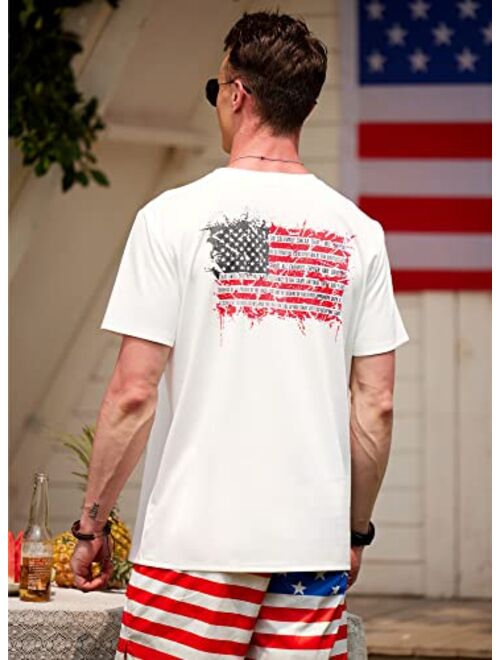 Arvilhill Men's 4th of July Short Sleeve T-Shirt Patriotism USA Flag Tshirt Patriot Beach Tee Shirt