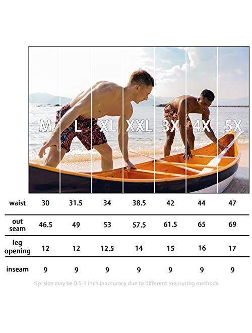 SIX ISLANDS Mens Swim Trunks Plastic Recycled Fabric Bathing Suit for Big and Tall Men