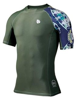 ADOREISM Men's Quick-Dry UPF 50+ Sun Protection Short Sleeve Rash Guard