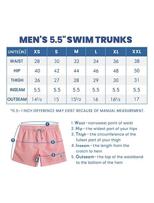 maamgic Mens Swim Shorts 5" Quick Dry Swim Trunks Bathing Suits Beach Shorts with Mesh Lining Pockets